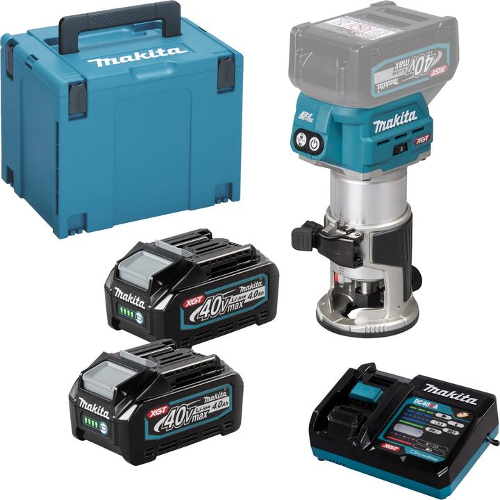 Produktbild Makita RT001GM205 Akku-Multifunktionsfräse 40V max. / 4 Ah 2 Akkus + Ladegerät im MAKPAC