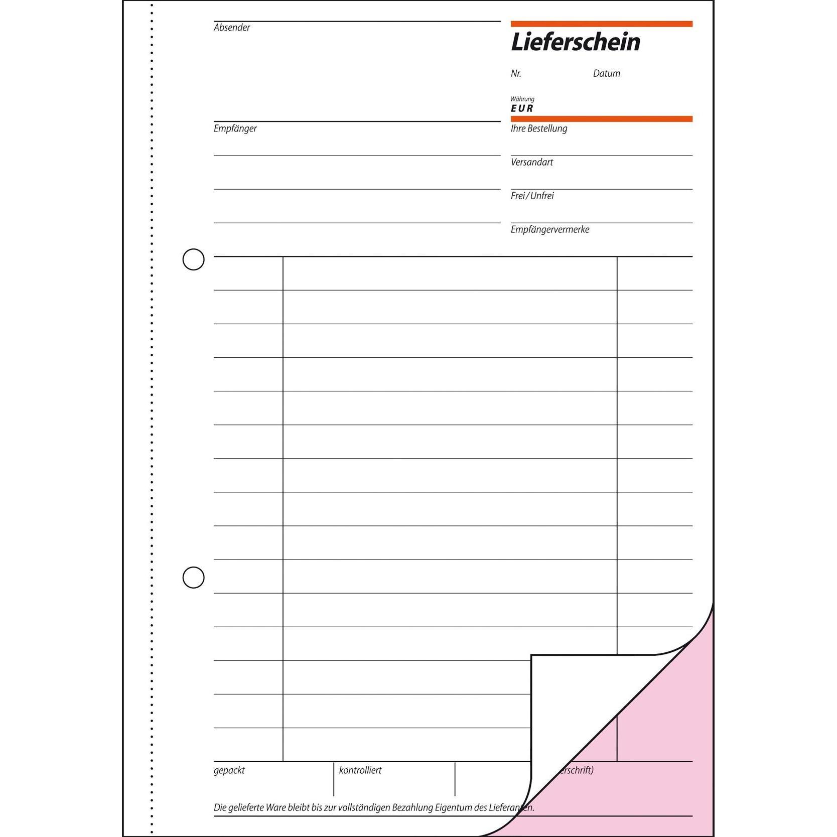 Sigel, Formular, Lieferschein Formular Papierformat: DIN A5 selbstdurchschreibend: Nein (50 x)