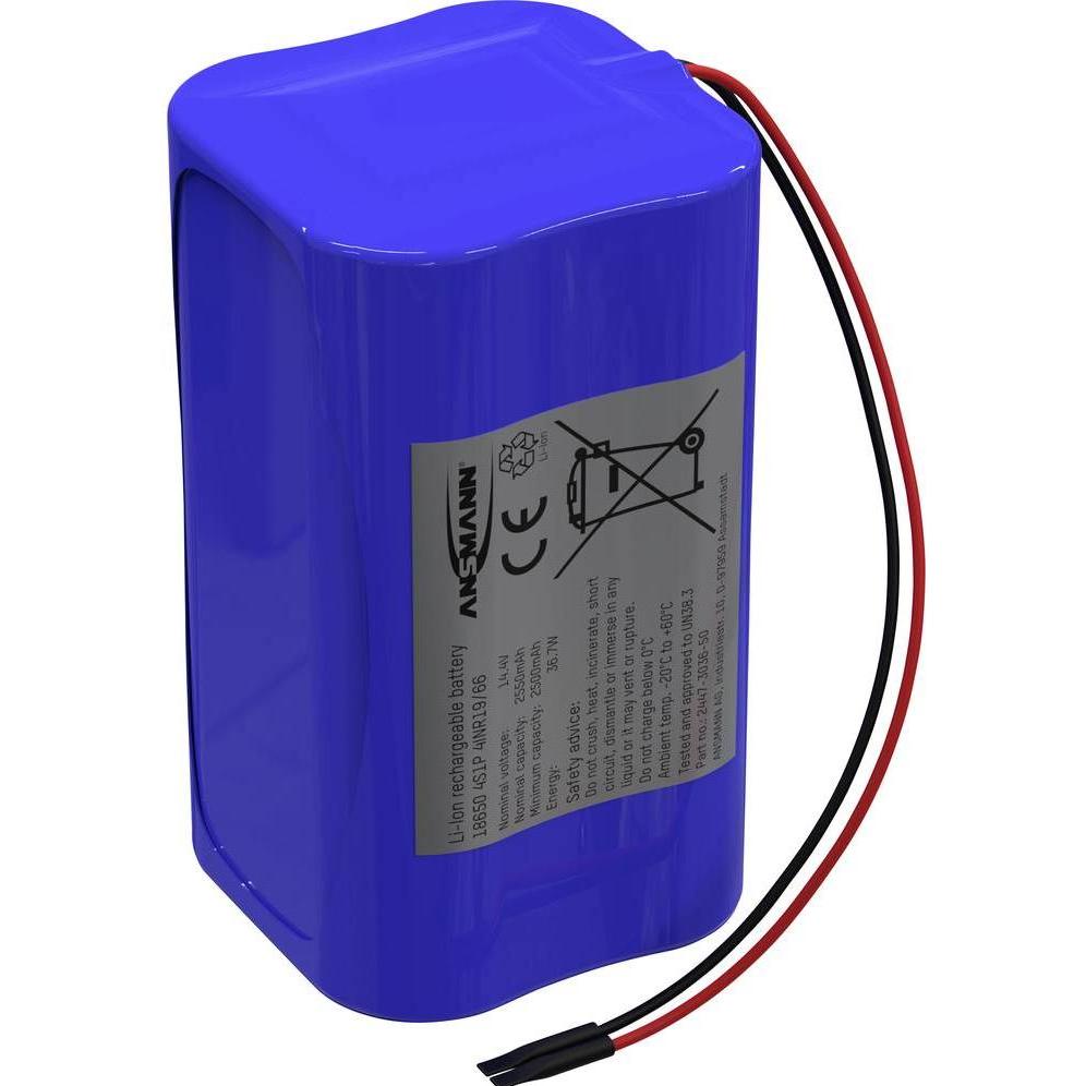 Ansmann 4S1P Akkupack 4x 18650 Kabel Li-Ion 14.4 V 2550 mAh (1 Stk., 18650, 2550 mAh), Batterien + Akkus
