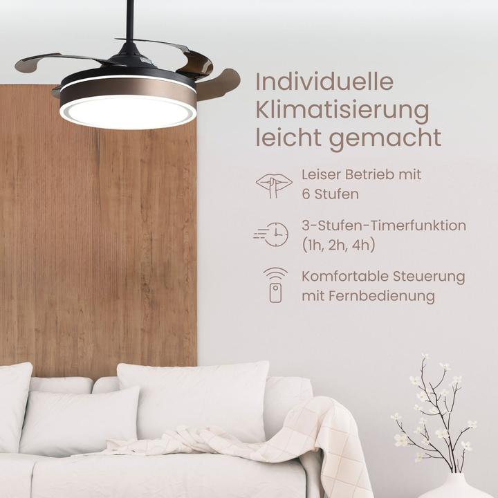 Image du produit Hermex Deckenventilator mit LED-Beleuchtung Deckengebläse Ventilator (35 dB)