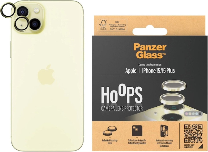 Produktbild PanzerGlass Hoops Camera Lens Protector (1 Stück, Apple iPhone 15, Apple iPhone 15 Plus)