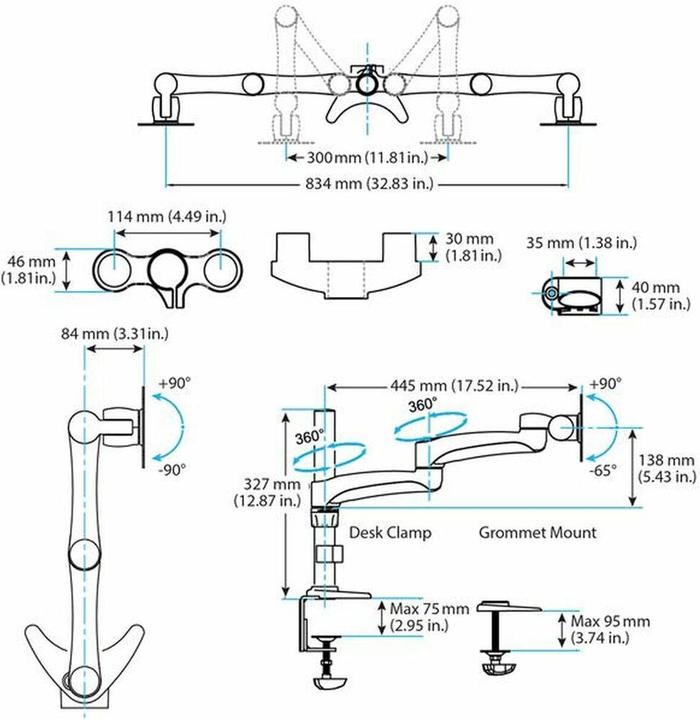 Immagine prodotto StarTech Braccio Articolato Per Doppio Monitor (Tavolo, 24", 13.60 kg)