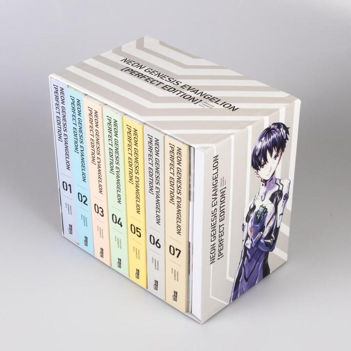 Actual product image Neon Genesis Evangelion - Perfect Edition, Bände 1-7 im Sammelschuber mit Extras (German, Yoshiyuki Sadamoto, 2023)
