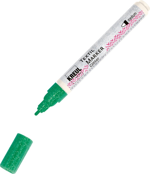 Actual product image Kreul Javana texi mäx Glitter fabric marker for light and dark fabrics (Green, 4 mm)