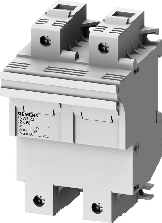 Actual product image Siemens SIEM 3NW7221 Fuse base for cylinder fuse inserts size 22x58mm (100 A)