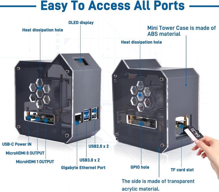 Actual product image GeeekPi Mini Tower-Gehäuse für Raspberry Pi 5