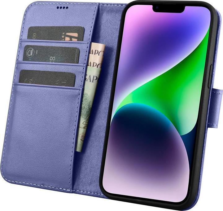 Actual product image iCarer Wallet Case 2in1 Cover iPhone 14 Plus Anti-RFID Leather Flip Case Light Purple (WMI14220727-L (Apple iPhone 14 Plus)