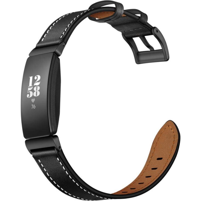 Thumbnail - Strap-it Armband (Leder, Inspire 2), Uhrenarmband, Schwarz