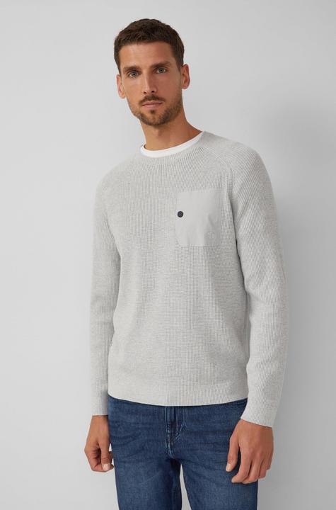 Produktbild s.Oliver Strickpullover Strickpullover mit Brusttasche und Druckknopf (XL)