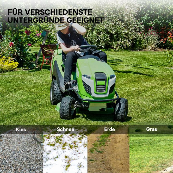 Produktbild Wiltec Reifen für den Aufsitzmäher 16x6.50-8 4pr mit Schlauch Winkelventil Komplettrad (Rasentraktor, Traktorzubehör)