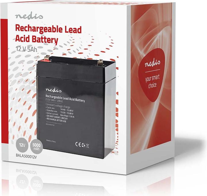Immagine prodotto Nedis Batteria al piombo ricaricabile | Piombo-Acido | Ricaricabile | 12 V | 5000 mAh (1 pz., 5000 mAh, Caricabatterie senza batteria)