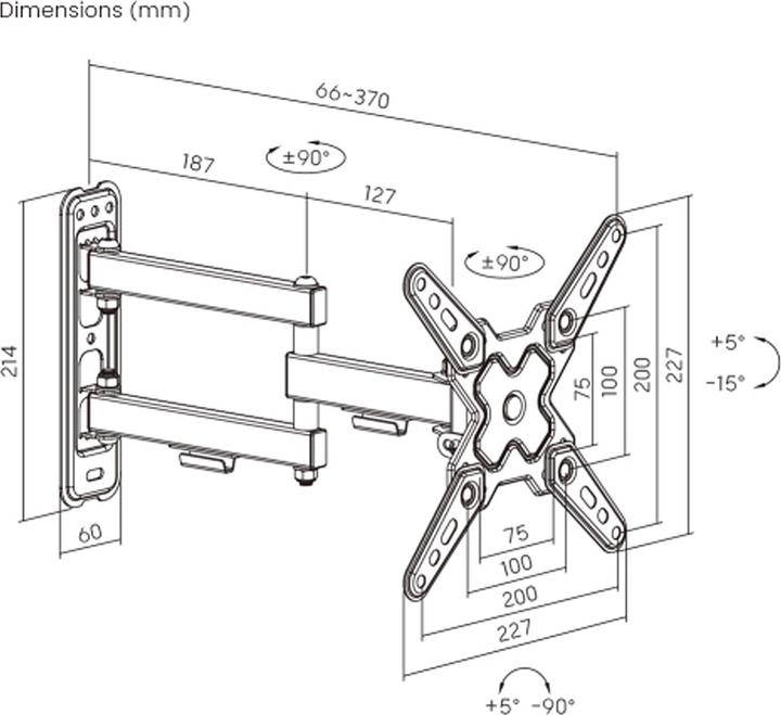 Produktbild Wiltec TV Halterung 13"–43" TV Wandhalterung schwenkbar 20kg Fernsehhalterung (Wand, 43", 20 kg)