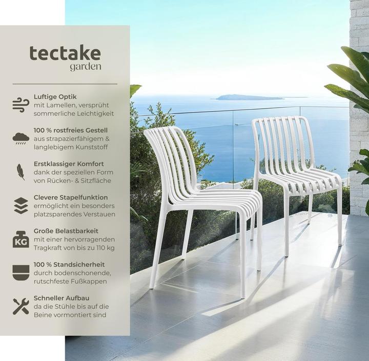 Immagine prodotto tectake sedie da giardino Alcudia, resistenti alle intemperie, impilabili