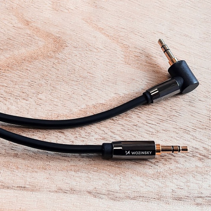 Actual product image Wozinsky AUX cable angled (male-male) mini jack cable 1.5 m black (1.50 m)