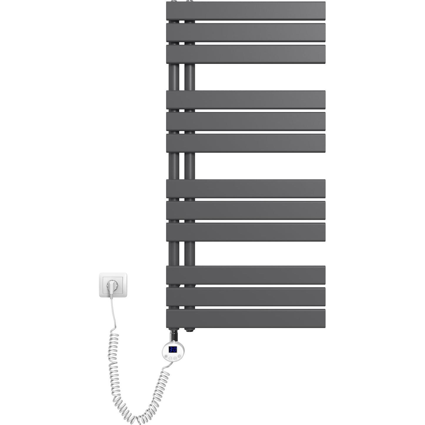 Emke Elektrischer Handtuchwärmer mit Heizstab und Timer, Anthrazit 1041x500mm 600W, Heizkörper, Grau