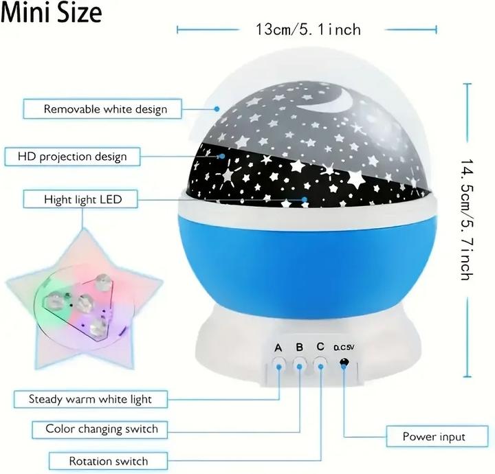 Immagine prodotto PhoneLook Sternenhimmel-Projektor Nachtlicht USB 12 Farben, 360° Drehung Stimmungslicht fürs Zimmer & Party