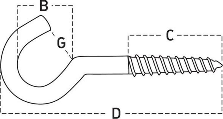 Actual product image Lohmann & Rauscher Art.11 Screw hooks bent zn 11/ 70x4.2 (1 Screw per piece)