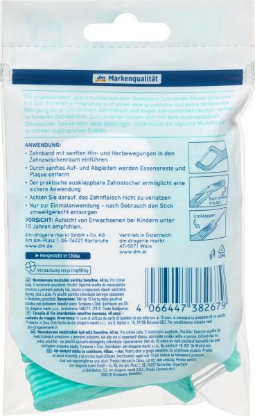 Produktbild dm Dontodent Zahnseidesticks sensitive mit Etui