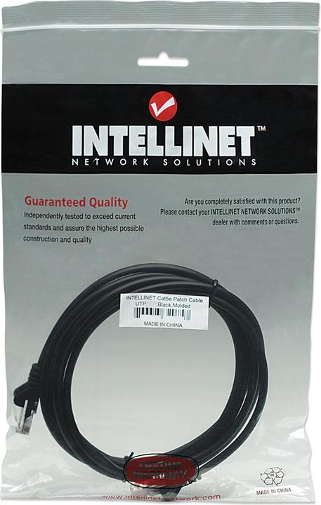 Actual product image Intellinet Patch cable U/UTP Lever protection black (U/UTP, CAT5e, 7.50 m)