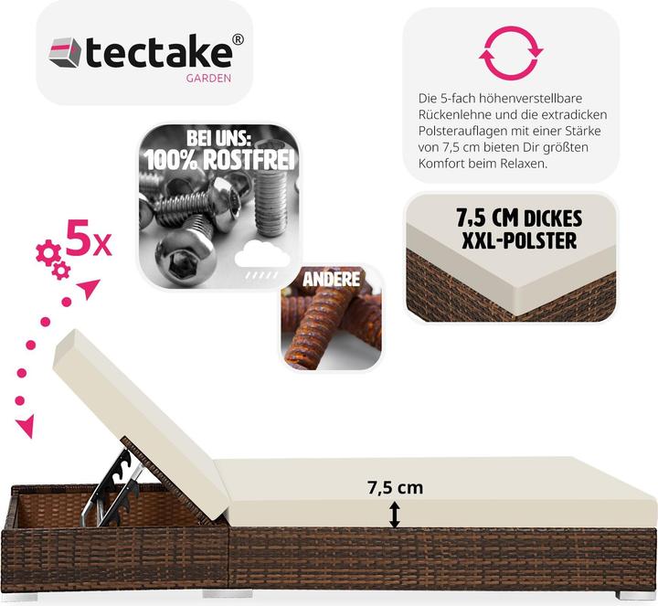 Produktbild tectake Sonnenliegen (184 cm)