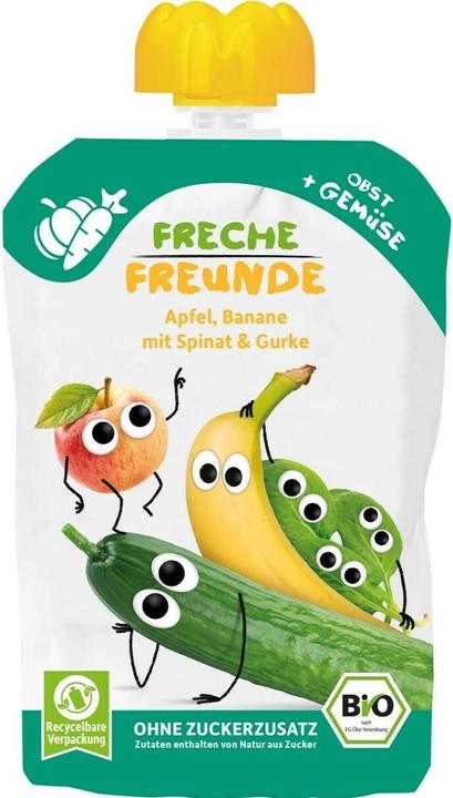 Actual product image Freche Freunde Squeeze pouches apple banana spinach & cucumber organic 6x 100 g (600 g)