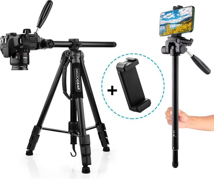 Mojogear 167cm 3-In-1 Tripod w/ Phone Holder (MG-35-T) (Metaal)