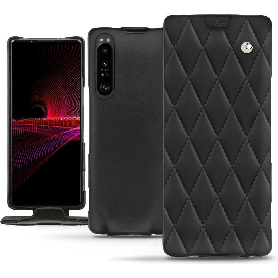 Noreve Lederschutzhülle vertikal (Sony Xperia 1 III), Smartphone Hülle, Schwarz