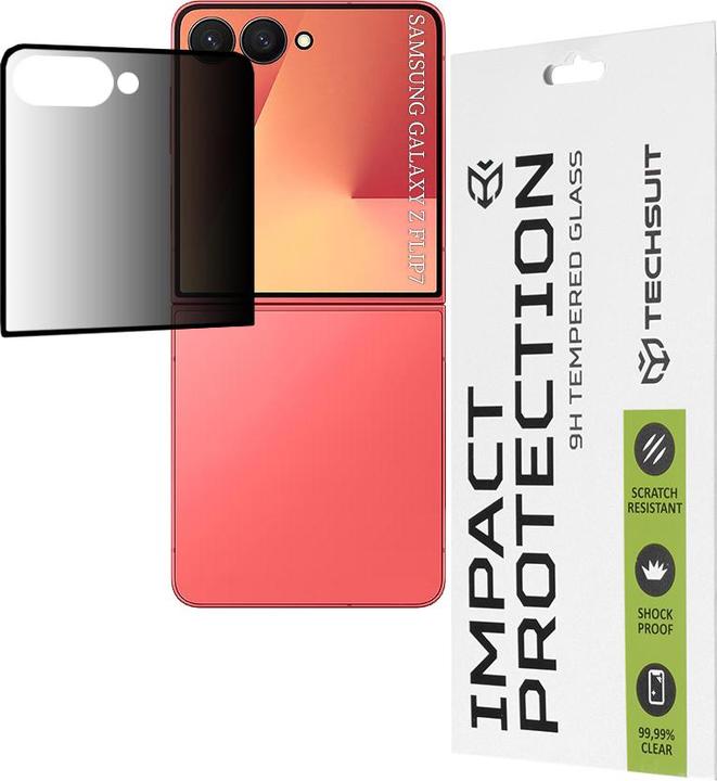 Techsuit - 111D Privacy Full Glue - Samsung Galaxy Z Flip7 - Black (1 Pezzo/i, Samsung Galaxy Z Flip7)
