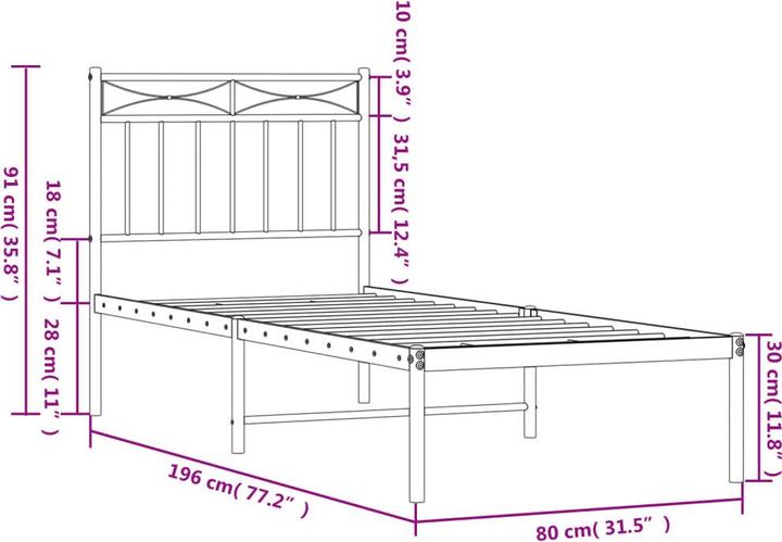 Image du produit vidaXL Bettgestell (75 x 190 cm)