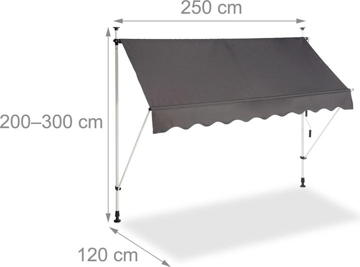 Actual product image Relaxdays Telescopic Balcony Awning (2.50 m)