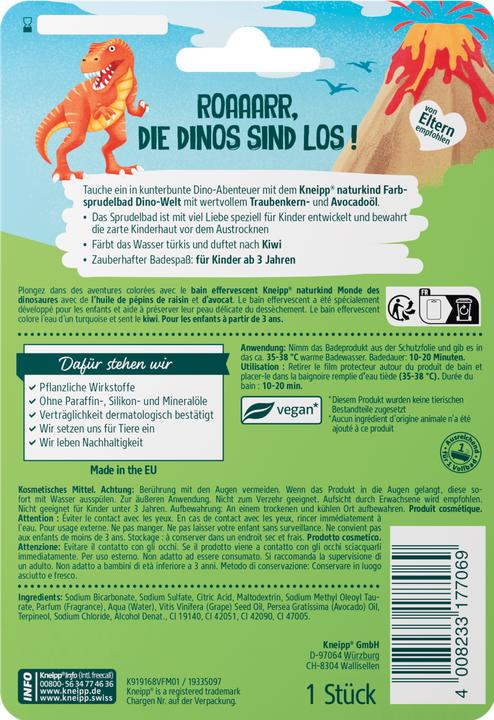 Energy Label Kneipp naturkind Bain effervescent Monde des dinosaures (Bubble bath)