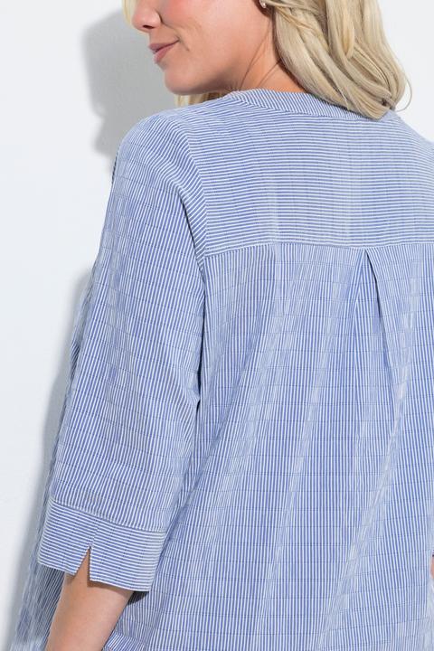 Actual product image Ulla Popken Textured Stripe Pintuck Blouse (62)