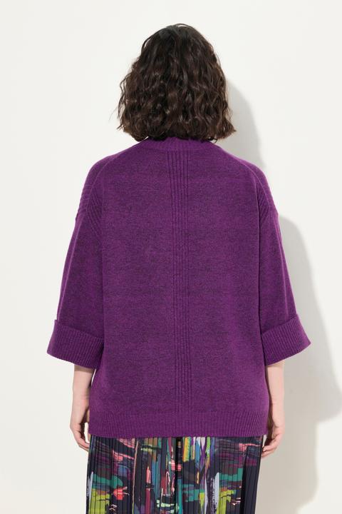 Immagine prodotto Ulla Popken Maglione con inserti a costine, collo alto e maniche a 3/4 (46, 48)