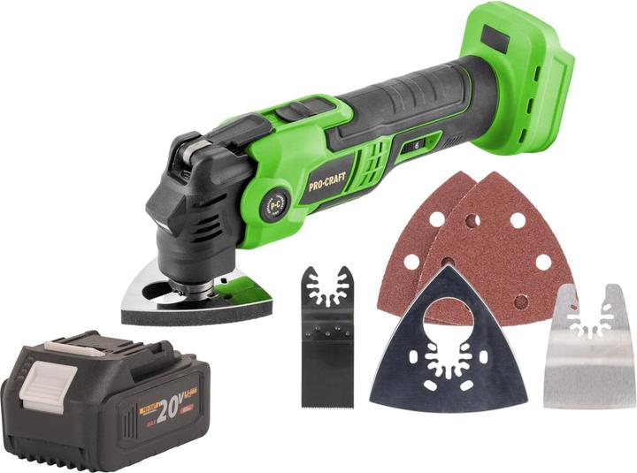 Procraft PMT22bb Akku Multifunktionswerkzeug 20 V Brushless + 1x Akku 4,0 Ah - ohne Ladegerät (Multifunktionswerkzeug)