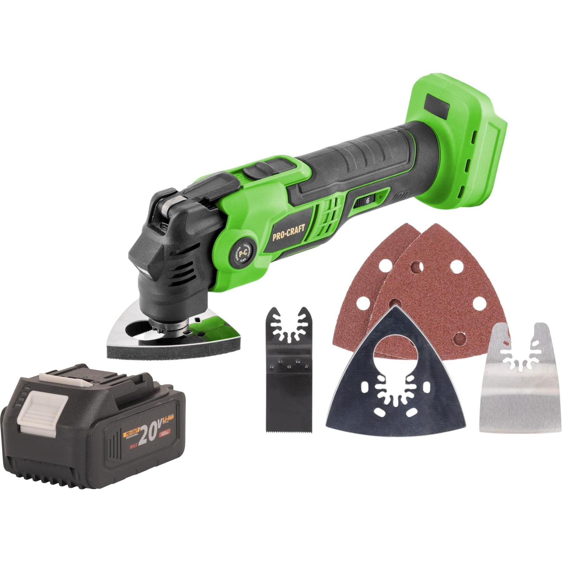 Procraft, Elettroutensile multifunzionale, PMT22bb Akku Multifunktionswerkzeug 20 V Brushless + 1x Akku 4,0 Ah - ohne Ladegerät