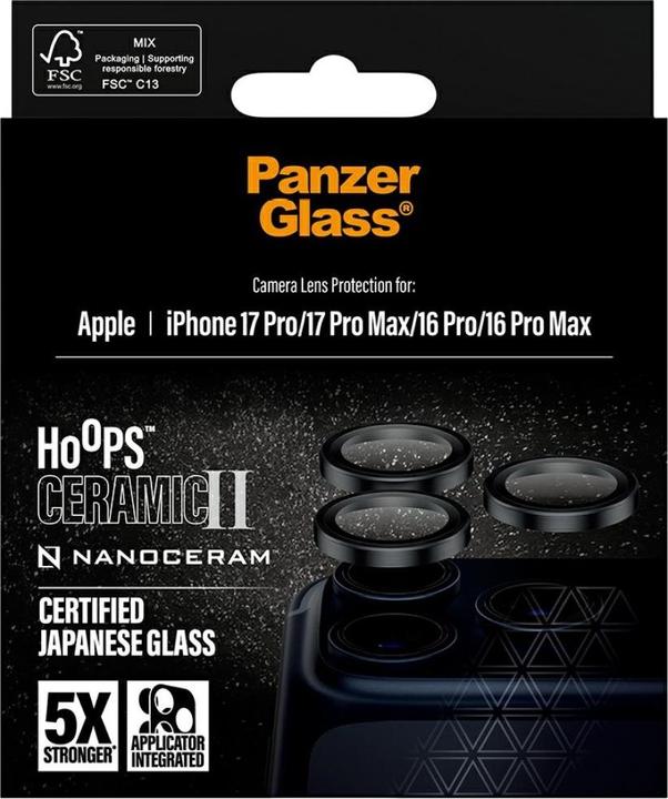 Produktbild PanzerGlass Hoops Camera Lens Protector (1 Stück, Apple iPhone 16 Pro Max, Apple iPhone 16 Pro, Apple iPhone 17 Pro, Apple iPhone 17 Pro Max)