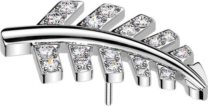 Immagine prodotto Star Piercing Threadless langes Blatt silber runde Kristalle silber (Titanio)