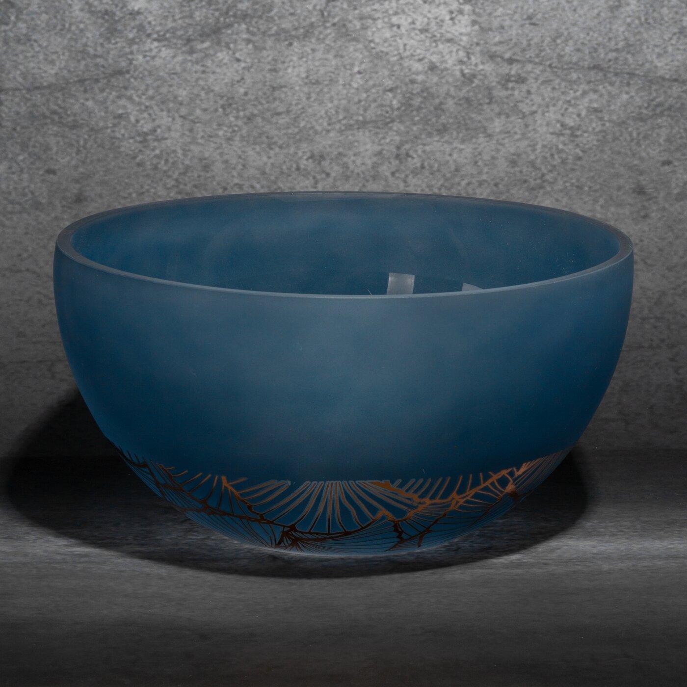 Eurofirany, Vase, LIMITIERTE KOLLEKTION MUSA3 Kunstglasschale, ∅ 25 x 13 cm, Farbe: dunkelblau (1 x, 25 x 13 cm)