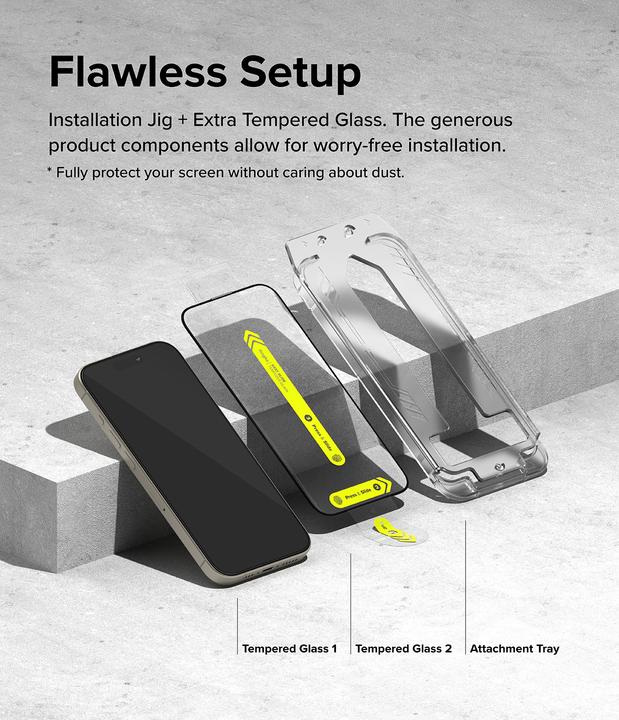 Immagine prodotto Ringke Screen Protector for iPhone 15 Pro Max EASY SLIDE TEMPERED GLASS 2 pack, w installation Jig (2 Pezzo/i, Apple iPhone 15 Pro Max)