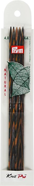 Prym Strumpfstricknadeln Natural, farbig 4.00 mm, 20 cm, Karte 5 Stk., Birkenholz