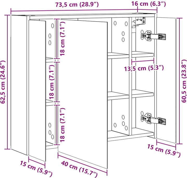 Produktbild vidaXL Badezimmerschrank (73.50 x 16 x 62.50 cm)
