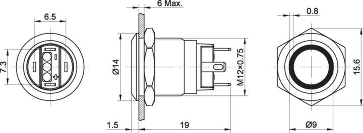 Produktbild Tru Components TC-7494660 TC-GQ12-AF-10E/J/B/12V/S Vandalismusgeschützter Drucks