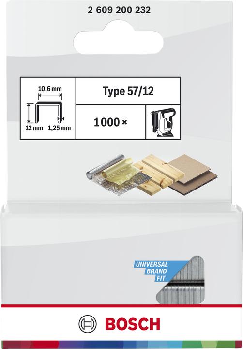 Produktbild Bosch Professional Zubehör Flachdrahtklammer Typ 57, 10,6 x 1,25 x 12 mm