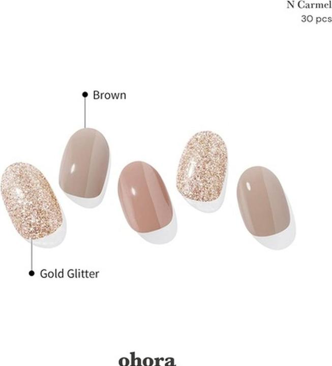 Produktbild Ohora Semi Cured Gel Nail Strips N Carmel - Funktioniert mit jeder Nagellampe Salon-Qualität Lang (Kunstnägel, N Carmel)