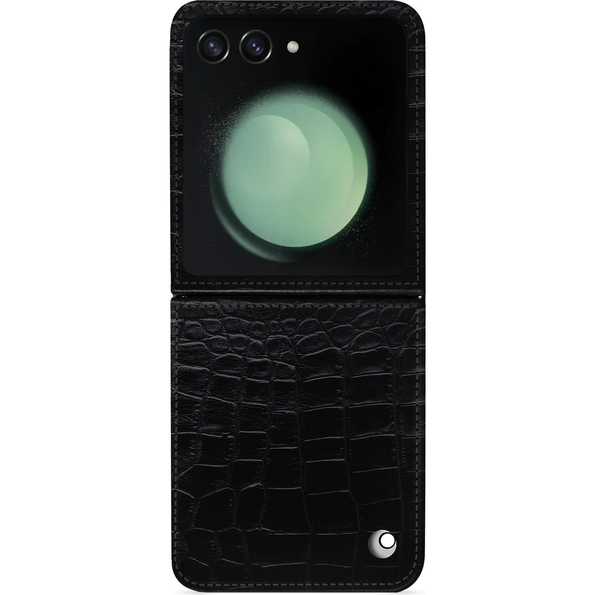 Noreve Lederschutzhülle Samsung Galaxy Z Flip5 (Samsung Galaxy Z Flip5), Smartphone Hülle, Schwarz