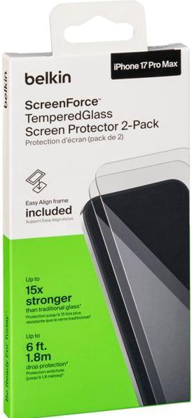 Produktbild Belkin 2x1 ScreenForce Temp.Gl. Displays. iPhone 17 Max OVA227hq (2 Stk., Apple iPhone 17 Pro Max)