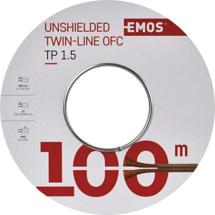 Produktbild Emos UTP-Kabel 2x1,5mm transparent, 100m (100 m)