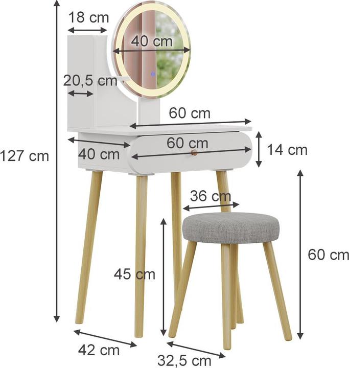 Actual product image Vicco Edda with stool (60 x 40 x 127 cm)