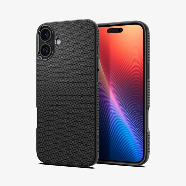 Actual product image Spigen Liquid Air iPhone 16 Plus czarny/matte black ACS08066 (Apple iPhone 16 Plus)