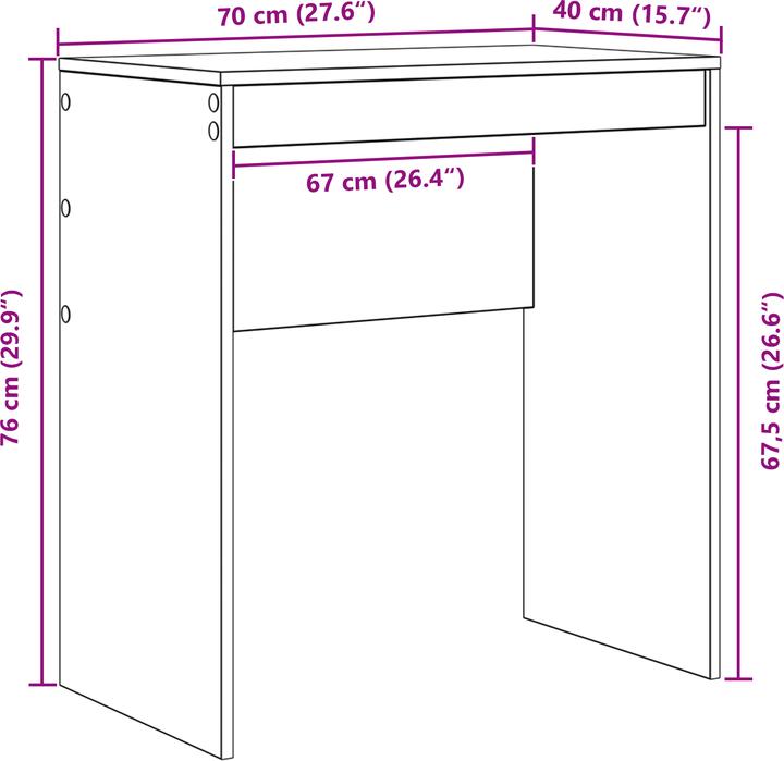 Image du produit vidaXL Kompakter Schreibtisch (40 x 70 x 76 cm)